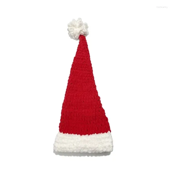 Bérets Rouge Crochet Santa Hat Femmes Bonnet Hiver Doux Slouchy Chaud Noël