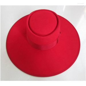 B￩rets Hat ￠ chapeau rouge Capeur plate Fedoras 11,5 cm Fedoras pour femmes chapeaux ￩l￩gants larges fedora