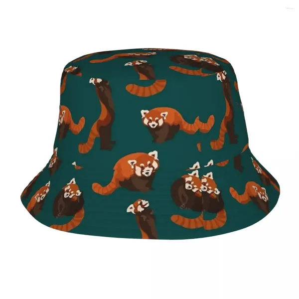 Bérets rouge PANDA motif seau chapeau Panama pour enfants Bob chapeaux en plein air mode pêcheur été pêche unisexe casquettes