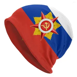 Baretten Rode Srar Russische vlag Skullies Mutsen Caps Winter Warm Vrouwen Mannen Gebreide muts Volwassen Unisex CCCP USSR Sovjet-embleem Motorkap Hoeden