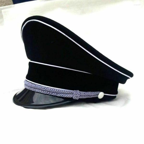 Bérets REPRO de l'armée allemande de la seconde guerre mondiale M32, chapeau à visière d'officier, casquette militaire, reproduction noire, reconstitution