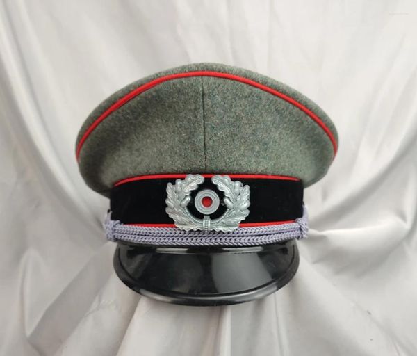 Bérets REPRO WWII allemand Heer officier d'artillerie chapeau à visière casquette militaire avec insigne de remorquage