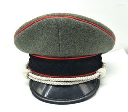 Bérets Reproduction VISIÈRE D'OFFICIER D'ÉLITE DE L'ARMÉE DE LAINE ALLEMANDE DE LA SECONDE GUERRE MONDIALE SILVER CORD HAT MILITARY CAP 57-60 Cm Store