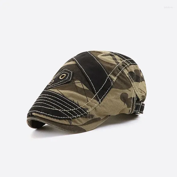 Boinas Retro Camo Sboy Gorras Clásico Algodón Cabbie Sombrero Vintage Gorra Plana Boina Casual Verano Otoño Conducción Sombreros