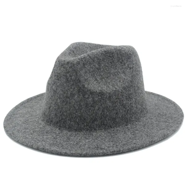 Bérets Rétro Couleur Laine Femmes Hommes Fedora Chapeau Pour Laday Cachemire Large Bord Jazz Casquette Vintage Panama Sombrero Top 20