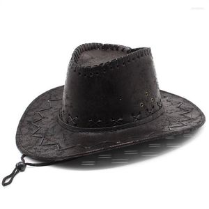 Berets Retro Cowboy Hat Cowgirl Cap Western Style Cool Men Men Patch Design Outdoor Horse Riding 56-58 cm de haute qualité NZ0036BERETS OLIV22
