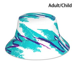 Bérets rétro tasse seau chapeau chapeau de soleil esprit nostalgique nostalgie des années 80 Solo abstrait Funky vagues des années 90 Turquoise violet classique