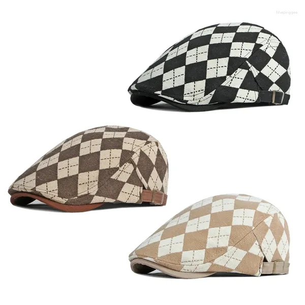 Boinas Sombrero retro para mujeres estilo británico diamante hacia adelante ajustable literario japonés de ala corta gorras de hombre