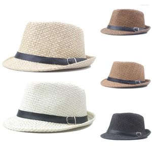 Boinas Retro Hombres Paja Jazz Top Hat Fedoras Sun Caps Panamá Sombreros Verano Al aire libre Protector solar Visera Casual Beach Cap para hombres Mujeres