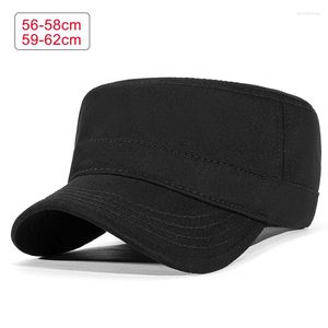 Boinas Retro militar sombrero para hombres Flat Top Cadet Army Cap mujeres algodón sólido Dailywear Visor tamaño grande al aire libre sol Unisex al por mayor