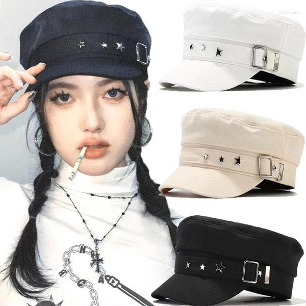 Berets Retro Painter Women Black Star Hat Militar Sailor Captain Plat Top Caps Printemps Automne Artiste britannique SPAPER