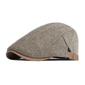 Boinas Retro sboy Cap Hombres Otoño Invierno Herringbone Duckbill Hat Tweed Flat ed Beret Mujeres Pintor Gatsby Driving 230509