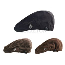 Baretten Retro sboy Caps Volwassen Cap Mannen Effen Kleur Katoen Flatcap Hoeden Casual Piekte Hoed Vizieren Pet 230830