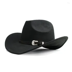 Baretten Retro Eenvoudige Leren Band Ouder-kind Dames Heren / Kind Kind Wol Brede Rand Cowboy Western Hoed Cowgirl Bowler Cap (54-57-61cm