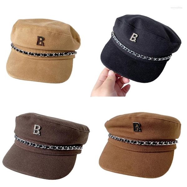 Boinas Estilo retro Damas para mujer Niñas Boina Baker Boy Peaked Military Hat 4 colores G5AE