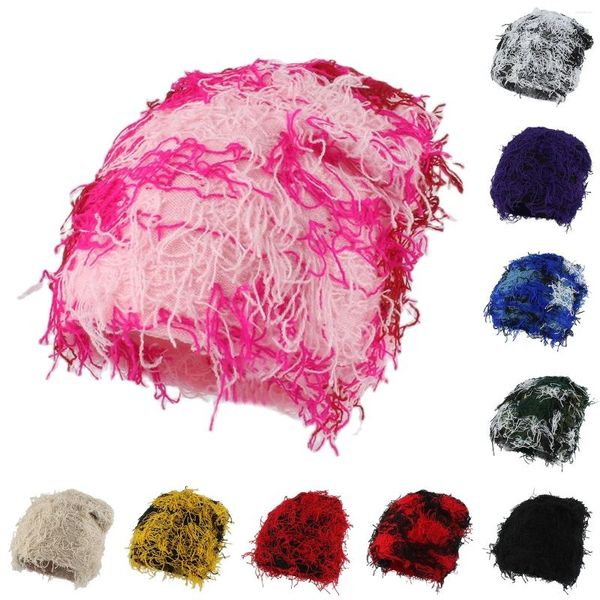 Bérets Rétro Tie Dye Hip Hop Chapeaux En Peluche Printemps Bonnets Drôle Chapeau De Laine Cosplay Skullies Dégradé Harajuku Foulard Ski Cap Bonnet Party