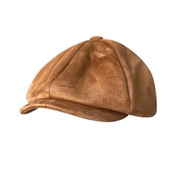 Berets retro top -graad suède sboy caps mannen oversized hoofdomtrek plat vrouwen Brits gatsby cap herfst winter hoed blm223berets