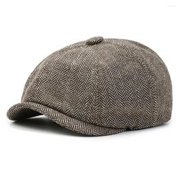 Bérets rétro Tweed Sboy chapeau hommes béret Gatsby chapeaux casquettes de rue octogonales avec bord hiver printemps Hip Hop