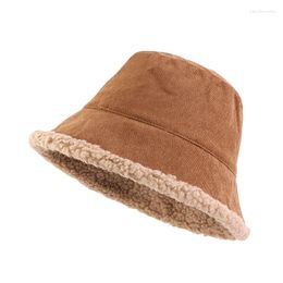 Boinas Reversibles Faux Fur Bucket Hat Women Women Winter Lambswool Volne -Sun Protection Panamá cálido