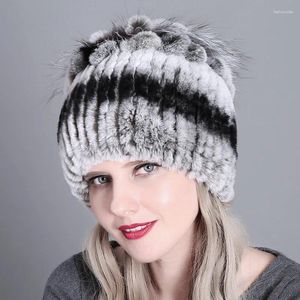 Bérets Rex chapeaux de fourrure pour femmes hiver vison casquettes Style russe tricot chaud casquette de neige élégant princesse bonnets tricoté chapeau