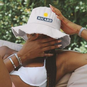 Boinas RICARD Bob White Bucket Hats Unisexe Hombre Mujer Algodón Pescador Gorras Chapeau Sun Hat