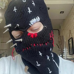 Bérets Rivet Beanie Funny Balaclava Distressed Knitted Full Face Shiesty Mask- Halloween Scary