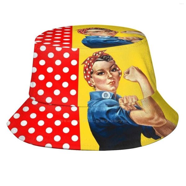 Boinas Rosie y lunares mujeres hombres pescador sombreros cubo gorras el remachador podemos hacerlo Riviter fiesta de disfraces amarillo