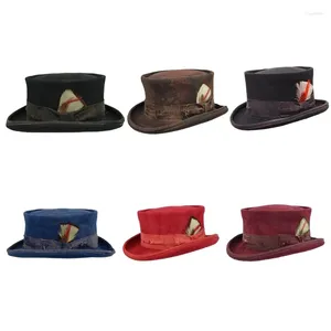 Bérets Chapeau haut de forme vintage couleur vieillie casquette thème fête costume adulte