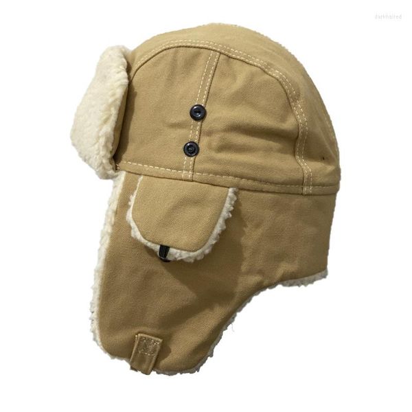 Bérets Vente Gorro Ruso Russe Chapeau Femme Hiver Cachemire Solide Chaud Oreillette Homme Extérieur Ushanka Trappeur Ski Bomber Pilote Homme