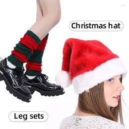 Berets Santa Hat Y2K Knee High Pile Socks For Sweet Girls Christmas Dropship
