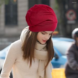 Bérets Bonnet en Satin Bonnet de Couchage Doublé à la Mode Chapeau en Bambou Chapeaux Crépus Bonnet de Cheveux Naturels pour Femmes et Hommes