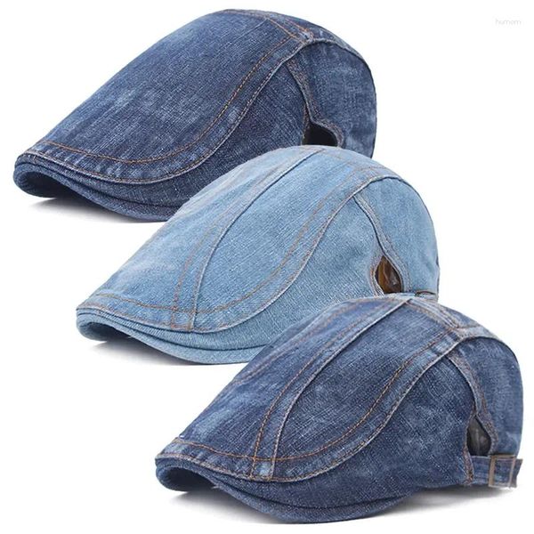 Boinas Sboy Beret Classic Forward Hombres Mujeres Gorras Jeans Denim Gatsby Ajustable Flat Peaked Driving Hats Cap Cabbie