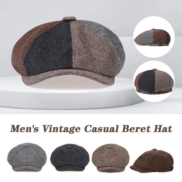 Bérets Sboy Cap Flat Top Cotton Herringbone Tweed Laine Baker Boy Peaky Blinders Peaked réglable Taxi Driver Hat