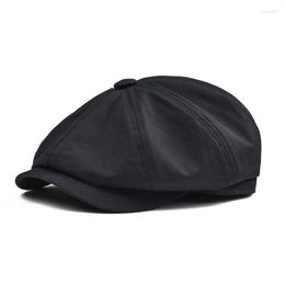 Berets Sboy cap heren twill katoen acht paneel hoed dames bakker boy caps retro big grote hoeden mannelijke boina zwarte baret 003berets oliv