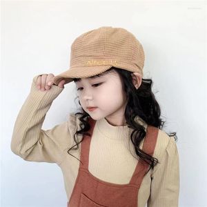 Bérets Sboy chapeaux pour enfants velours côtelé Plaid mode camionneur visière casquette octogonale enfants garçons filles Boina peintre Casquette