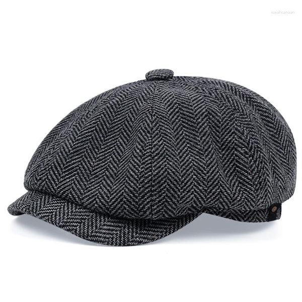 Bérets Sboy chapeaux pour hommes chevrons couleur unie femmes mode britannique rétro Peaky Blinders casquettes automne Golf casquette mâle