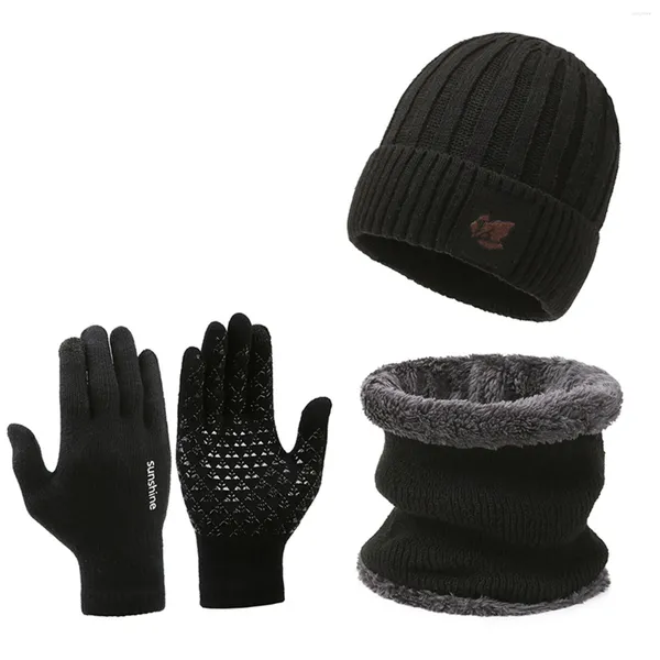 Bérets écharpe chapeau gants ensemble femmes automne et hiver chaud mode peluche cou gant épaissi cyclisme oreille Surround laine