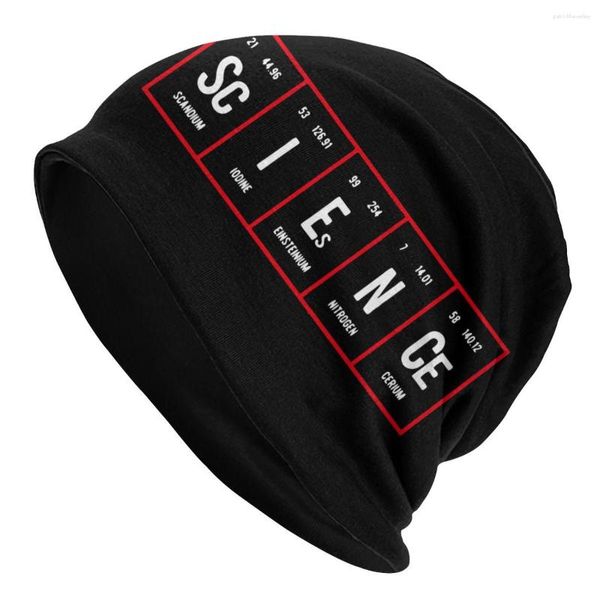 Boinas Ciencia Tabla periódica de elementos Gorros Tejidos Otoño Invierno Street Skullies Gorros Unisex Adultos Gorros cálidos