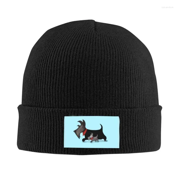 Bérets Scottie Dogs Bonnet Bonnet Unisexe Hiver Chaud Bonnet Femme Tricot Chapeaux Ski Scottish Terrier Skullies Bonnets Casquettes Pour Hommes Femmes