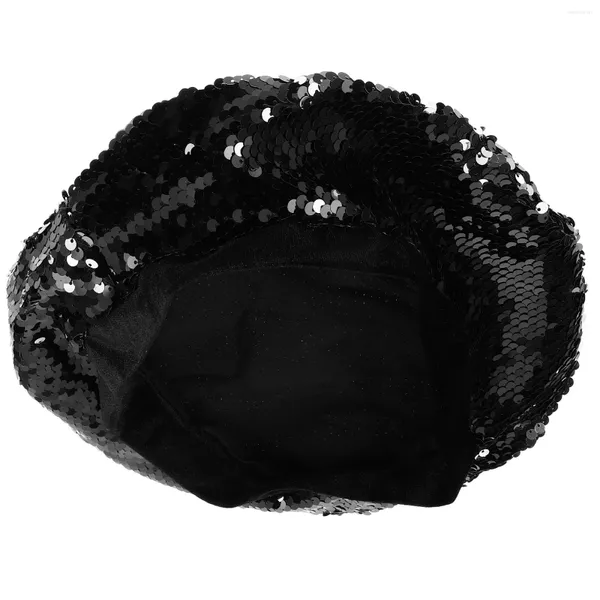 Boinas Sequined Boina de moda Hats Black Painter para mujeres Glitter acrílico francés