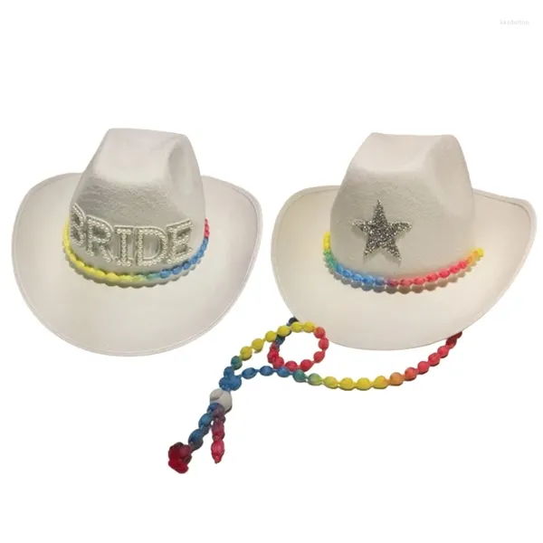 Boinas lentejuelas estrella sombrero de vaquera para mujer disfraz de Cosplay vaquero despedida de soltera sombreros de niña accesorios de boda