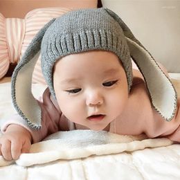 Berets Sets Die Prinzessin Baby Garn Gestrickte Hüte Cartoon Qiu Dong Lange Ohren Wind Kinder Hut