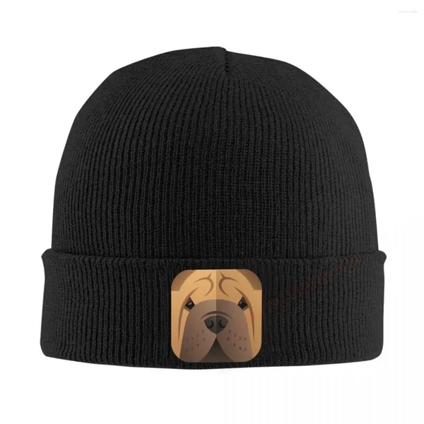 Boinas Shar-pei Dog Lover Beanie Bonnet Sombreros de punto Hombres Mujeres Cool Unisex Adulto Invierno Gorro cálido para regalo