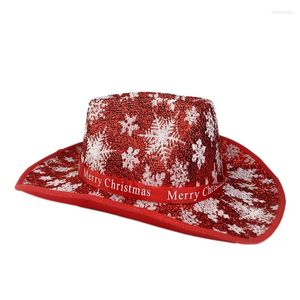 Berets Shinning Snowflake Pattern décor Fedora Chapeaux pour adultes Cowboy Cowboy Hatsberets