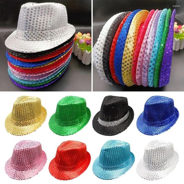 Bérets brillant Jazz chapeau Durable Cosplay paillettes Panama casquette mascarade scène danse Performance fête