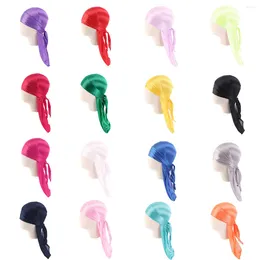 Berets Silky Durag For Kids Long Tailed Hat Headscarf Turban Children's Headwrap