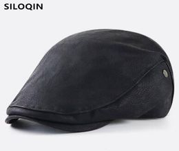 Berets Siloqin Snapback Cap Men039S Wasbare PU Imitatie Leer Retro Literair Casual AllMatch Male Bone Hat6815960