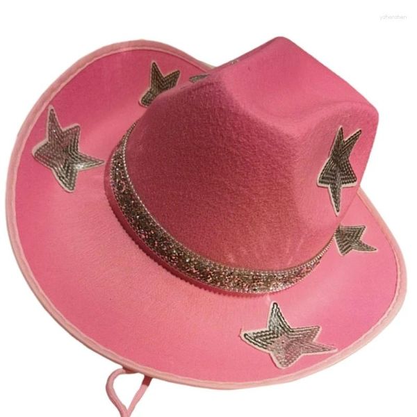 Bérets Simple Cowboy Adult Cowboy avec paillettes Banquet de motif d'étoile