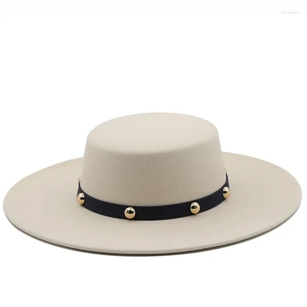 Berets Simple Style British Winter laine solide Fedoras Classic Fedoras Men Femmes Panama Jazz Hat 9,5 cm de largeur de largeur