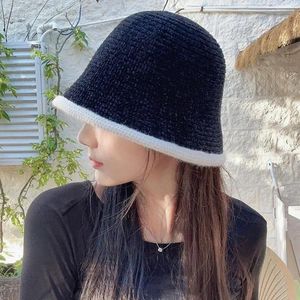 Bérets Chapeau de seau simple Chapeaux tricotés à la mode pour femmes Filles Casquettes de pêcheur chaudes et confortables Automne Hiver
